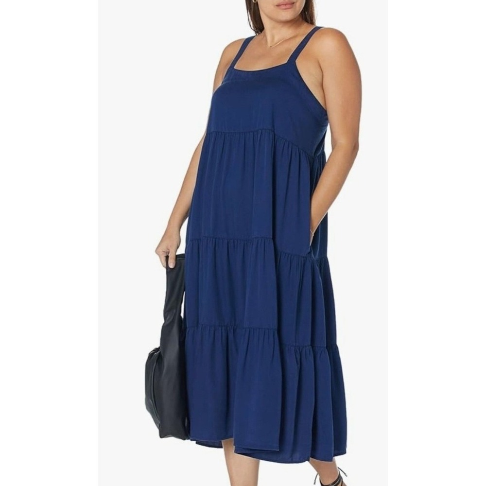 Pinup Fashion‎ Maxi Dress Plus Size 24W Navy Tiered Ruffle Pockets